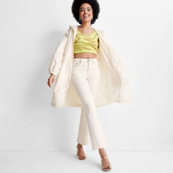 St John Jean Creamy White Ankle Length Flare/Boot Leg Mid-Rise Classic Denim 2 - Picture 1 of 13